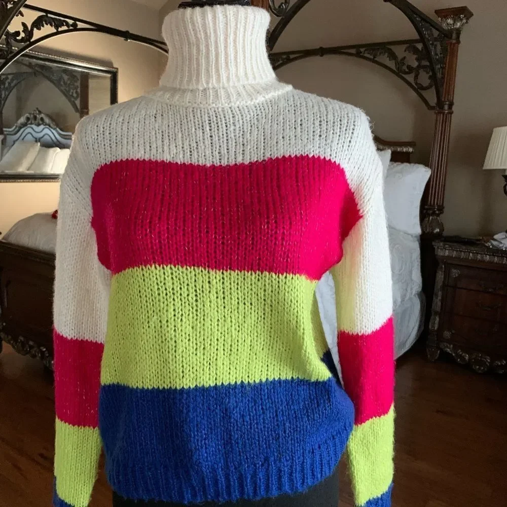 Polly‎ & Esther Block Color Turtleneck Sweater